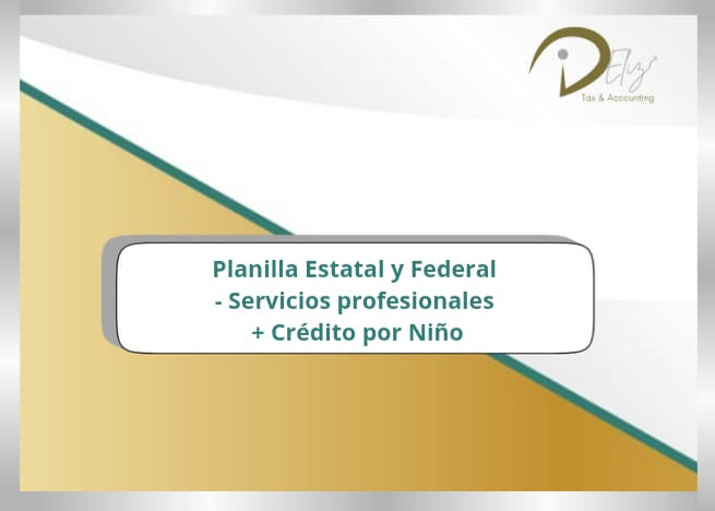 Planilla Estatal y Federal - Servicios profesionales + Crédito por Niño